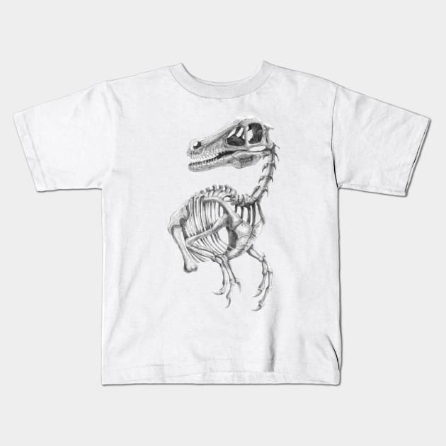 Raptor Skeleton Kids T-Shirt by TimeSkiff